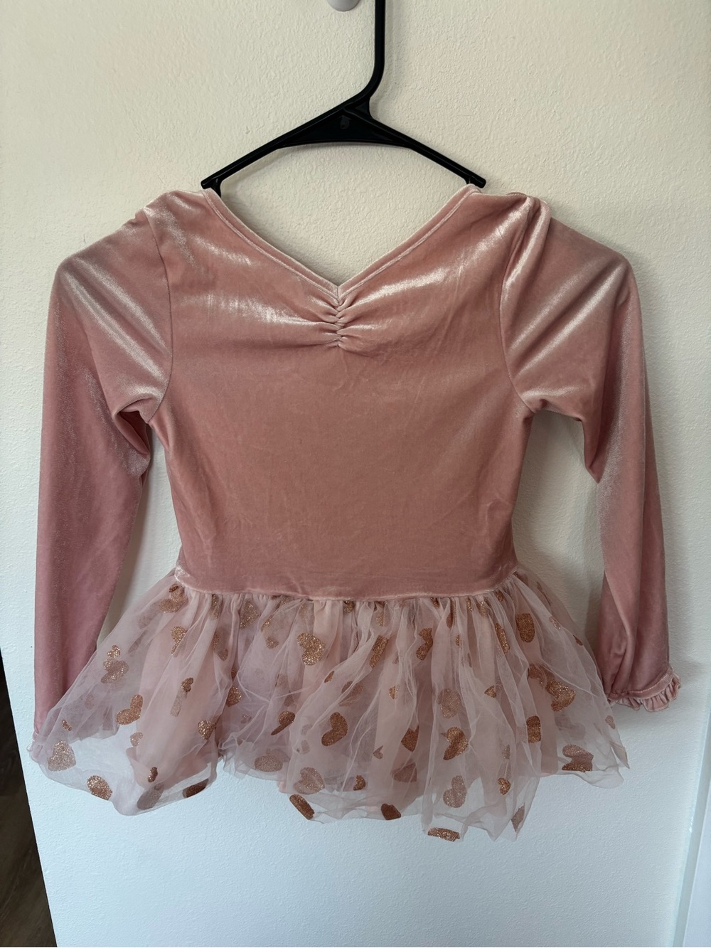 cheeky plum Rose Pink Velvet Ballet Dress with Gold Heart Tulle